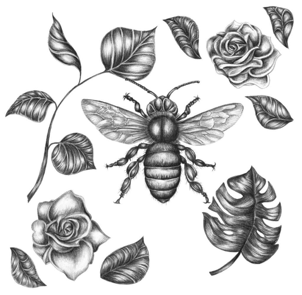 Bee in the Garden 8x8 in